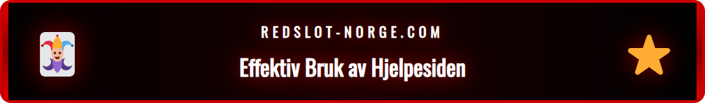 Skjermbilde som viser søkefunksjonen på Redslots hjelpeside for raske svar.