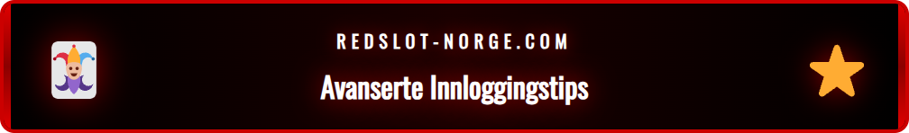 Skjermbilde av avanserte innstillinger for en sikker Redslot spiller innlogging.